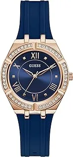 GUESS GW0034L4 - WATCH FOR LADIES ROSE GOLD WITH CRYSTALS & BLUE SILICONE STRAP ROMAN NUMBERS