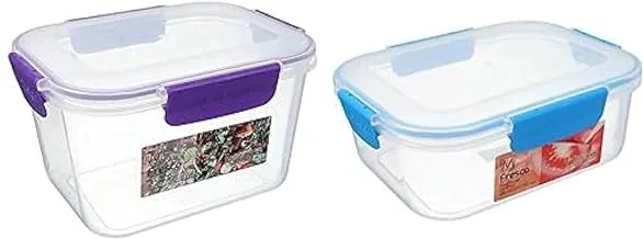 M Design Food Storage Box, 2.3 Liter - Clear and Purple+M Design Food Storage Box, 2.1 Liter - Clear and Blue