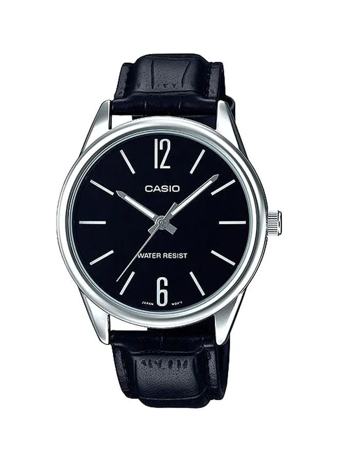 CASIO ساعة رجالية انتيسر - أنالوج، مقاومة للماء - MTP-V005L-1BUDF - 47 ملم - أسود