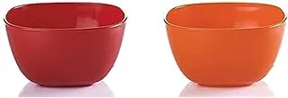 M-Design Eden Plastic Soup Bowl (16cm) - Microwave, Dishwasher, Food Safe & BPA Free (Red) + M-Design Eden Basics Plastic Bowl - Orange