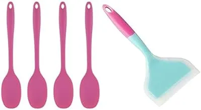 Silicon 4 multi colored spatulas + Non-stick silicone spatula for cooking, random color