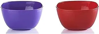 M-Design Eden Plastic Soup Bowl - Microwave, Dishwasher, Food Safe & BPA Free (Red) (16cm) 2Pcs (Red/Purple)