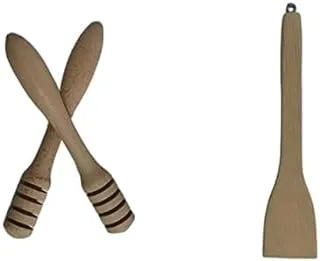 Trend Egypt Beech Wooden Honey Spoon Set Of 2 Pieces - Wooden + Trend Egypt Square Roman Beech Wood Spoon - Wooden