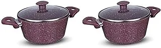 Top chef Pot Granite size 24 Burgundy glass Lid + Top chef Pot Granite size 22 Burgundy glass Lid