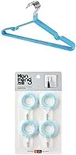 Bundle Metal hanger blue 10 pieces +4 Pcs Round Plastic Hanger Set Donuts 1Hook Carrying 2K (8 * 5 * 2cm) - Sky