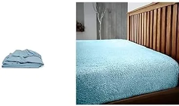 Fitted sheet, size 100 * 200cm, baby blue + Fitted Fleece - Light blue - 200 * 200 cm