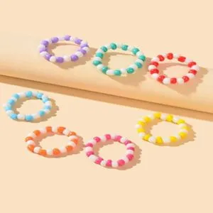 Bracelets 7pcs Two Tone Beaded Ring