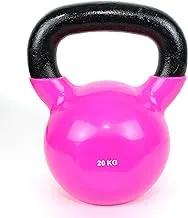 Generic Fitness Vinyl Coated Kettlebell, From Cast iron for Full Body Workout and Strength Training, for Weightlifting, & Core Training - Pink - 20KG