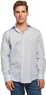 DALYDRESS classic long sleeve regular fit plain cotton shirt for men, light blue, 40