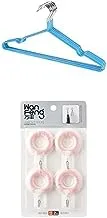 Bundle Metal hanger blue 10 pieces +4 Piece Plastic Round Shape Donuts 1Hook Carrying 2K (8 * 5 * 2cm) - Pink