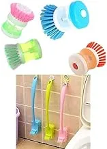 Bundle of Mini cleaner brush, orange + Alasyn plastic toilet cleaning brush, multicolor