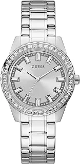 ساعة يد نسائية من GUESS - GW0111L1 - فضية من الفولاذ المقاوم للصدأ