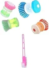 Bundle of Mini cleaner brush, orange + Yasin plastic toilet cleaning brush - multicolored