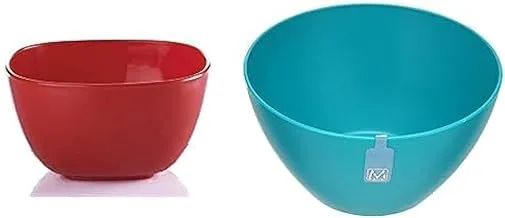 M-Design Eden Plastic Soup Bowl (16cm) - Microwave, Dishwasher, Food Safe & BPA Free (Red) + Lifestyle soup bowl 15 cm - teal