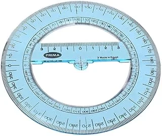 Prima F1-021 Goniometro full circle protractor 360 degree for school, office and home 12cm - Blue