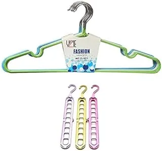 Silicone coated stainless steel clothes hanger - 10 pieces - assorted color + Hangers multi color 3 pcs