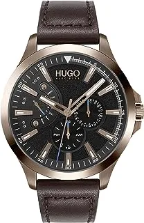 HUGO Men's Analogue Quartz Watch with Leather Calfskin Strap 1530173