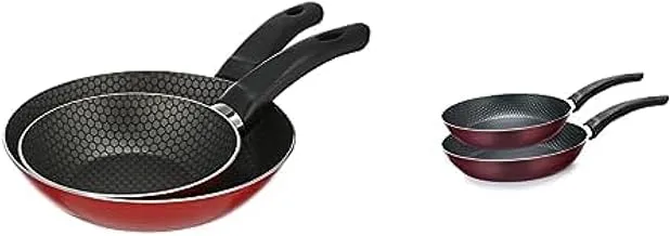 Trueval frying pan set, 2 pieces (size 16-22), red + Trueval frying pan set, 2 pieces (size 16-22), dark red