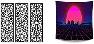 Home Gallery Bundle arabesque wooden wall art 3 panels 80x80 cm + JALSA GAMES Tapestry Background Custom Made For Walls 1.50 * 1.50