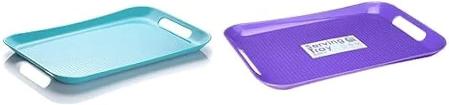 Medium tray 39x27 cm (teal) + M-Design Medium Plastic Serving Tray with Handles (39x27cm) (Purple)