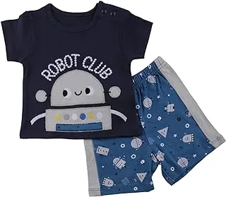 Elsayaad Boys printed Robot short sleeve & shorts Pajama Set