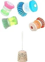 Bundle of Mini cleaner brush, orange + Jasin hand toilet brush with holder 30cm - multicolor