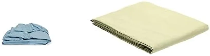 Fitted sheet, size 100 * 200cm, baby blue + Home of linen-fitted sheet, size 160 * 200cm,olive