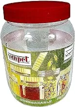 Sunpet round jar 1000 ml transparent with a yellow lid