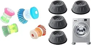 Bundle of Silicone brush baron cup bottle+SKY-TOUCH 4pcs Anti Vibration Pads for Washer Dryer Shock and Noise Cancellation, Washing Machine Stand to Prevent Shifting, Shaking Walking for Home