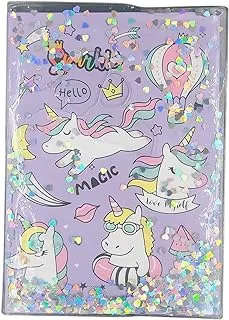 HardCover Unicorn Notebook A5 With Glitter & Liquid/Purple