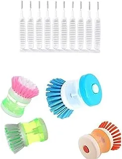 Shower dredge brush mini multifunction cleaning brush for garden sprinkler 10pcs cleaning brush + Brush for dishes with liquid soap-plastic assorted color