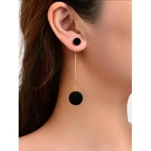 SHEIN 1pair Round Ball Decor Earring Jackets-3976