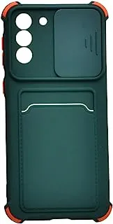 Generic Silicone Phone Case With Camera Protector And Colored Protection Edges For Samsung Galaxy S21 Pro - Green Orange