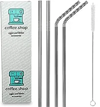 coffee.shop Reusable Metal Drinking Straws 304 Stainless Steel Sturdy Bent Straight Drinks Straw with Cleaning Bru