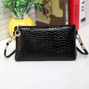 Fashion Hiamok Women Crocodile Leather Messenger Crossbody Clutch Shoulder Handbag BK