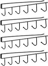 Super Strong Durable Easy to Install 6 Hanging Mug Holder Hooks (Black) 4 Pieces