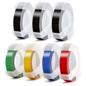 7Roll 9mm 3D Embossing PVC Label Tapes Compatible Dymo 1610