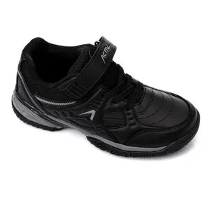 Activ Girls Leather & Textile Rubber Sole Kids Sneakers -Black