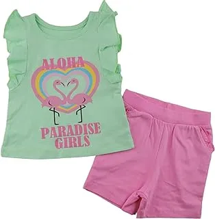 Elsayaad Girls Flamingo Sleevless Shirt & Shorts Pajama Set