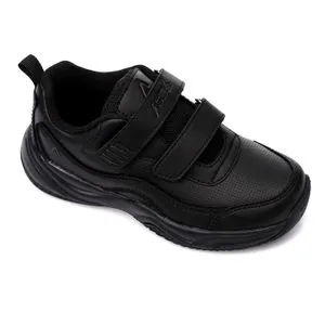 Activ Double Velcro Leather Kids Sneakers - Black