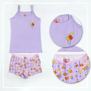 Slip On Cotton Girls Undershirt & Pantie - Lavender