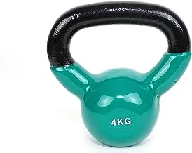 Generic Fitness Vinyl Coated Kettlebell, From Cast iron for Full Body Workout and Strength Training, for Weightlifting, & Core Training - Turquoise - 4KG