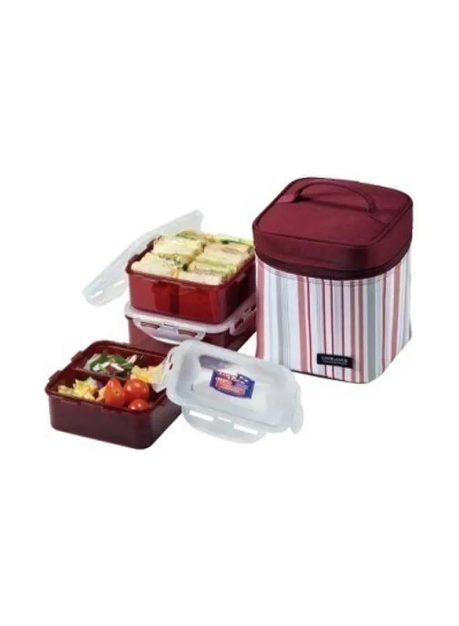 LOCK & LOCK 3-Piece Lunch Box Set Multicolor Plus Stripe Bag