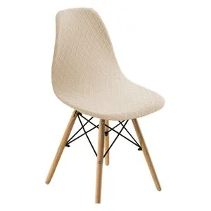 Polyester Fabric Shell Chair Slipcover Banquet Home Dining Chair Beige