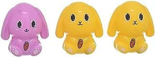 TR-3077 Manual Pencil Sharpener with Shell Cute Rabbit Shape Pack of 3 Pieces - Pink Yellow