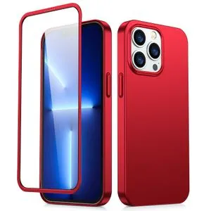 JOYROOM 360 Full Case Front And Back Cover For IPhone 13 Pro + Tempered Glass Screen Protector Red (JR-BP935 Red)