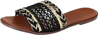 37 EU, Black, sway 1 c.m slippers, canvas,pure lace designed strap