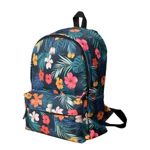 Casual Backpack With Front Zipper Pocket - Multicolor