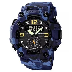 Skmei Watch Quartz Waterproof Wristwatches 1637 Blue Camouflage