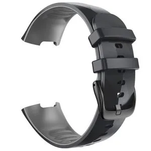 For Fitbit Charge 3 / 4 Universal Two-color Silicone Replacement Strap Watchband(Black Grey)